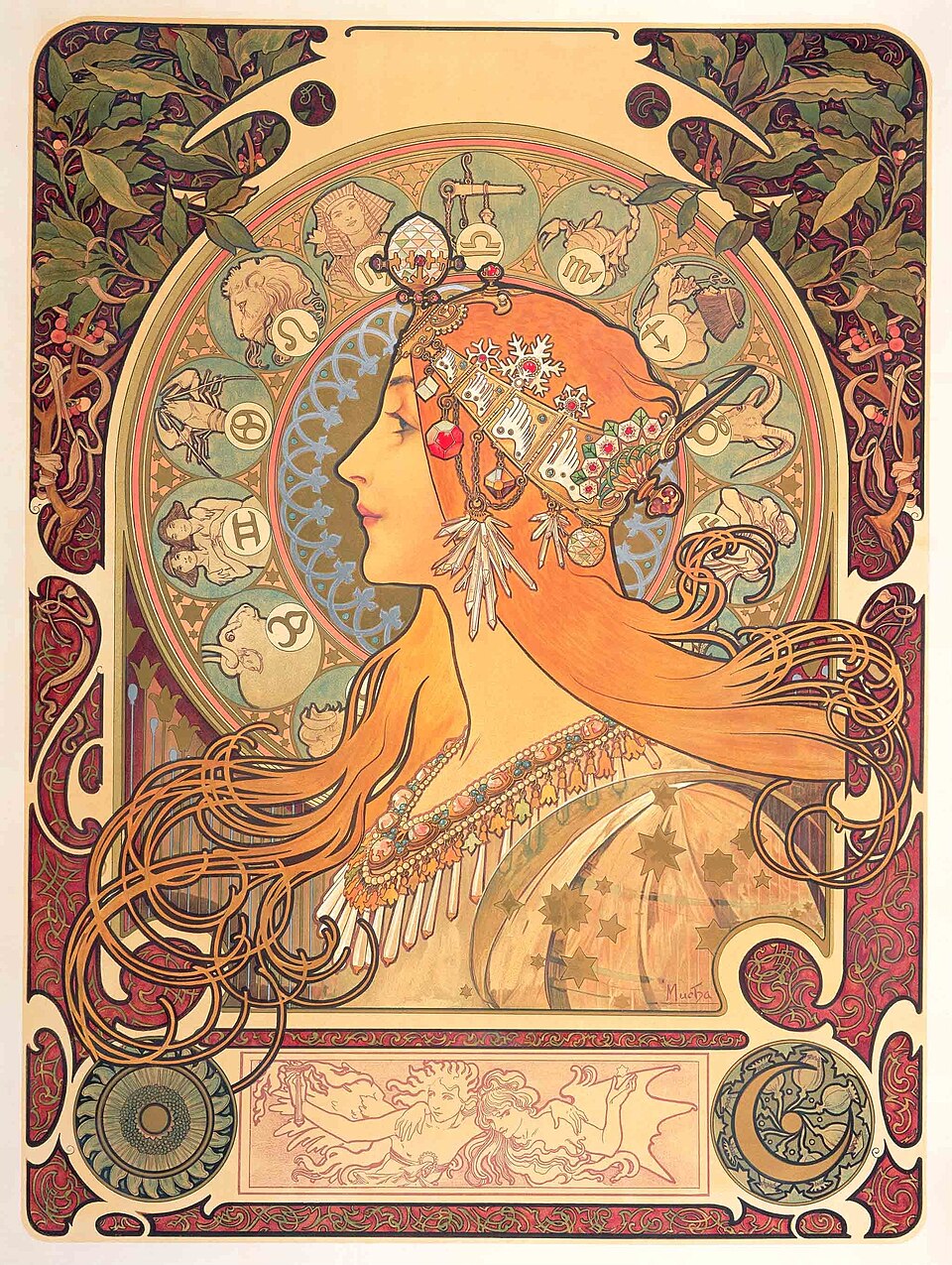 Zodiac, litografía de Alphonse Mucha de 1896.