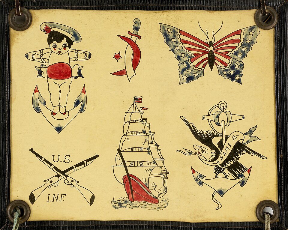 Historical Tattoo Flash sheet, twentieth century. Smithsonian American Art Museum, 1998.84.50A.