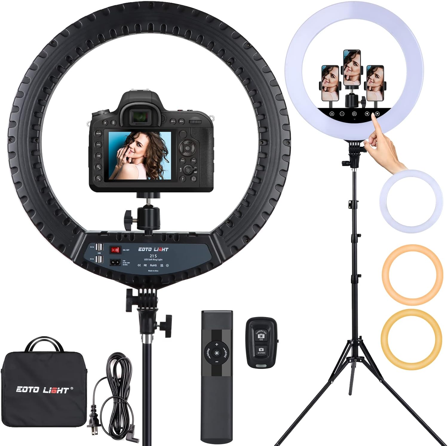 Product view: EOTO LIGHT · 21-inch LED ring light with tripod