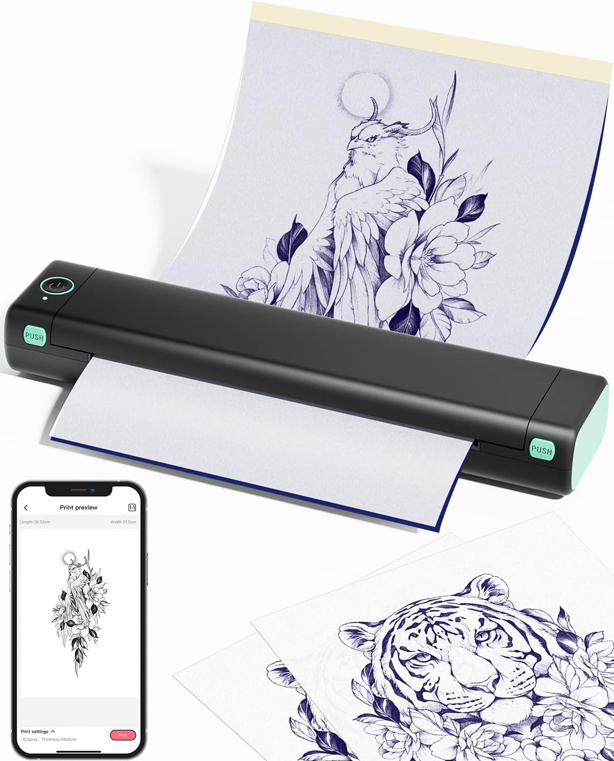 Product view: Phomemo M08F · Bluetooth stencil printer