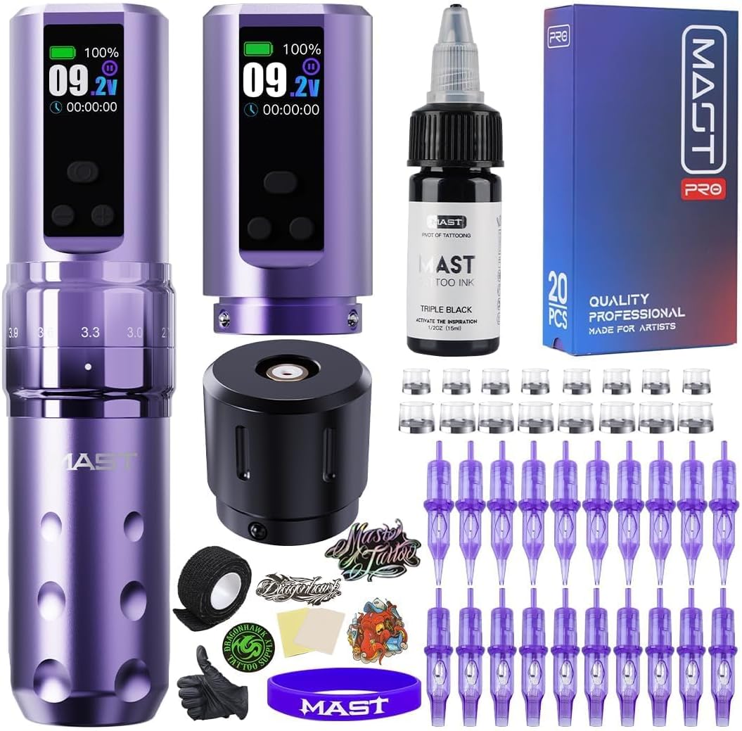 Mast Fold2 Pro · purple wireless tattoo machine · product image