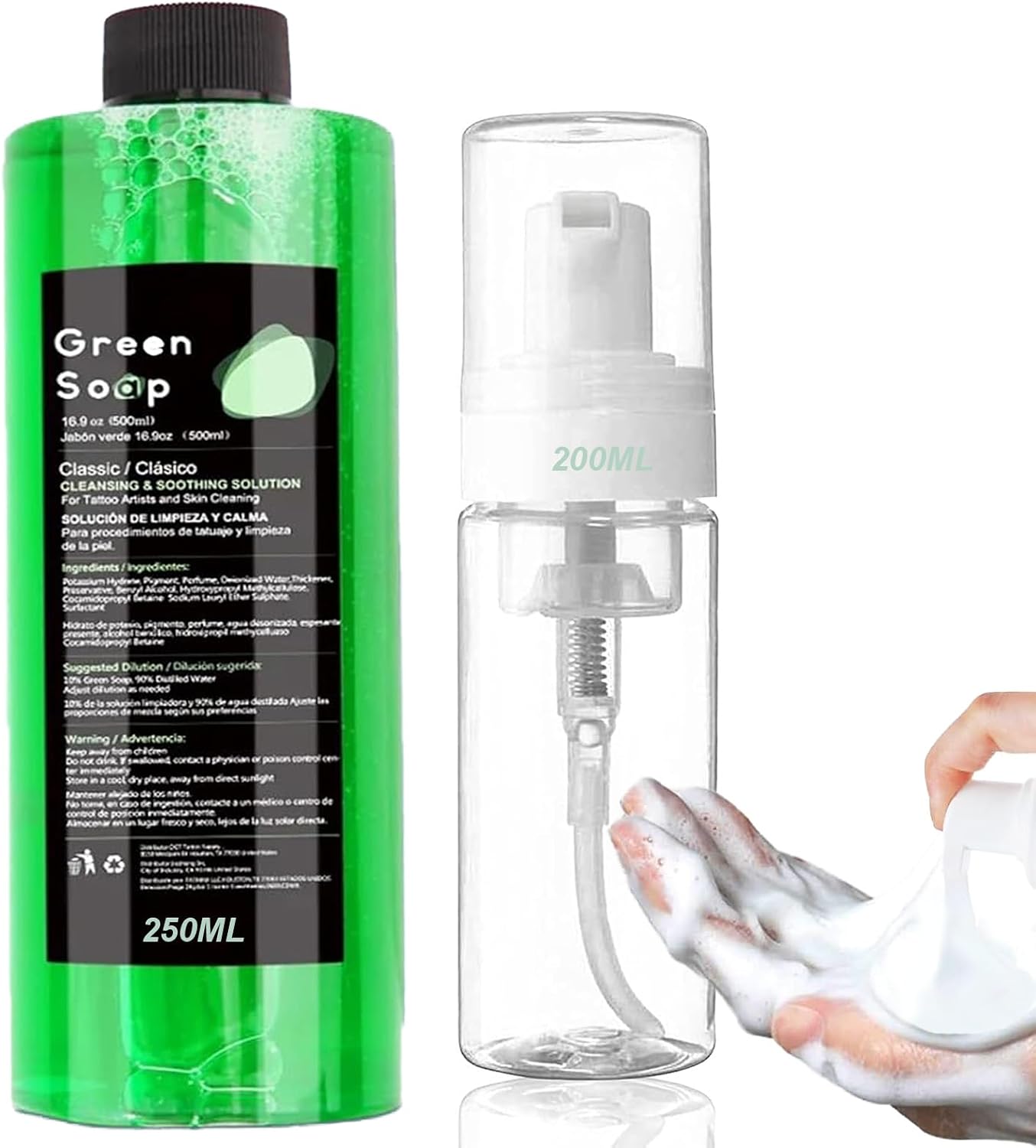Product view: Unihuby Green Soap · 250 ml concentrate and foamer