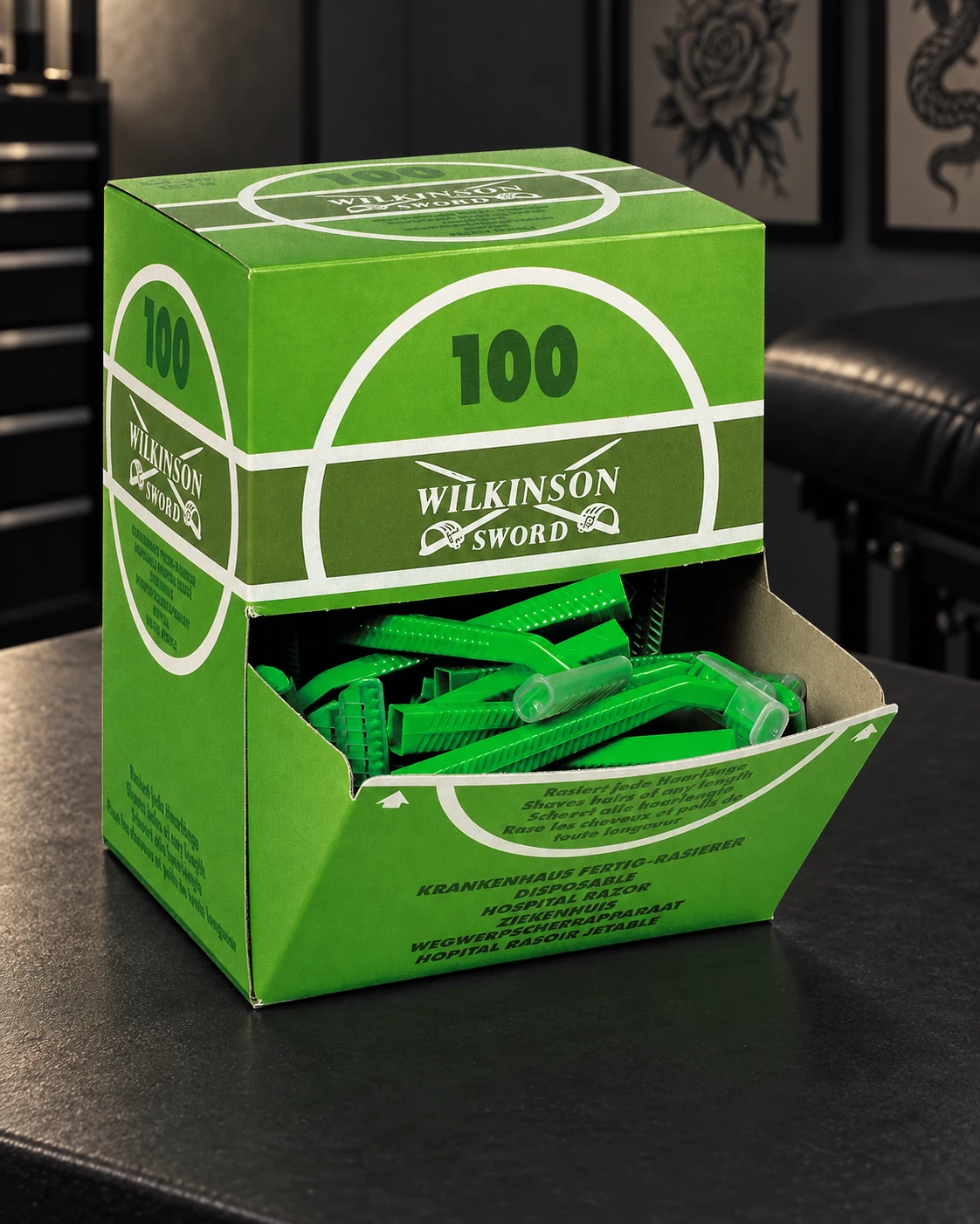 Wilkinson Sword Hospital · 100 disposable razors in a minimalist studio